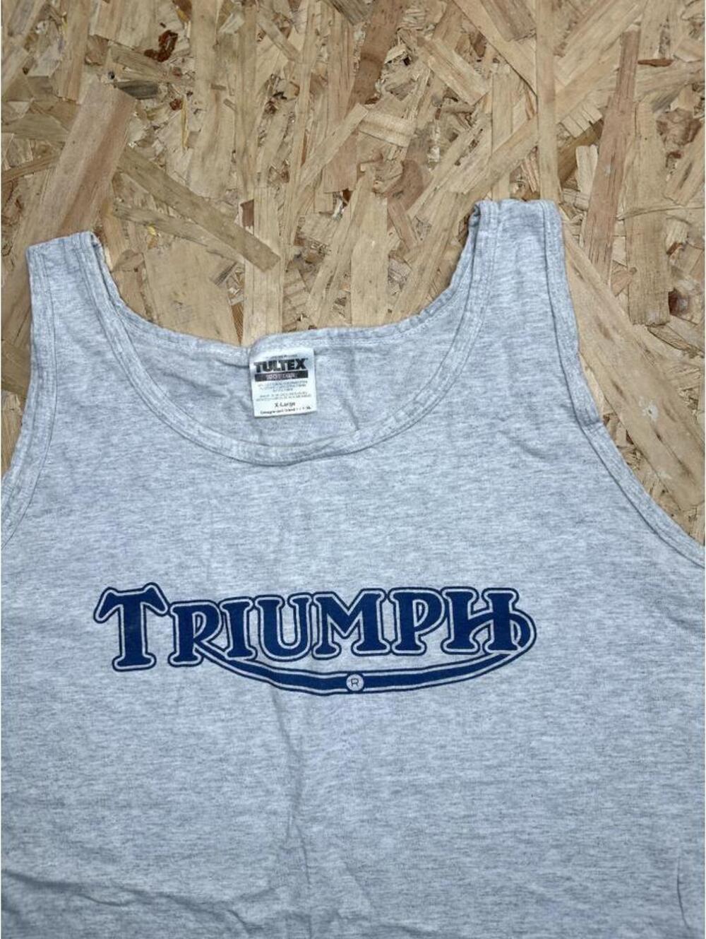Vintage Triumph Motorcycles Tank Top Mens XL Gray Tultex Cotton Blend Singlet - Picture 6 of 14